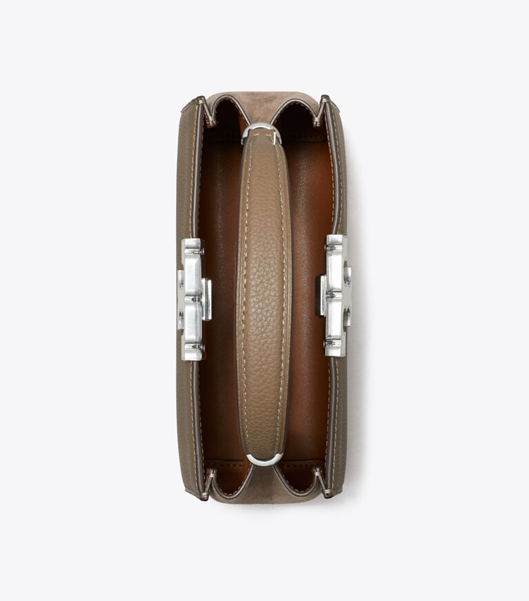Tory Burch diseñador bolsos bandolera Bolso satchel granulado Mini Eleanor en Wild Mushroom vista superior