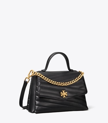 Tory Burch diseñador bolsos satchel Bolso satchel Kira Chevron con asa superior en Black ángulo
