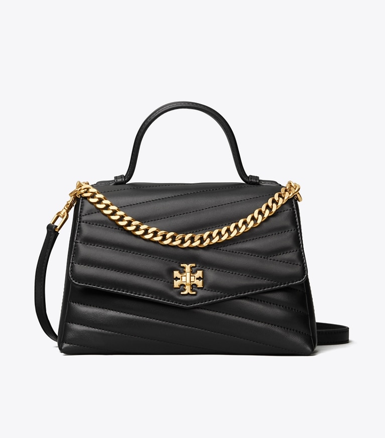 Tory Burch diseñador bolsos satchel Bolso satchel Kira Chevron con asa superior en Black frente