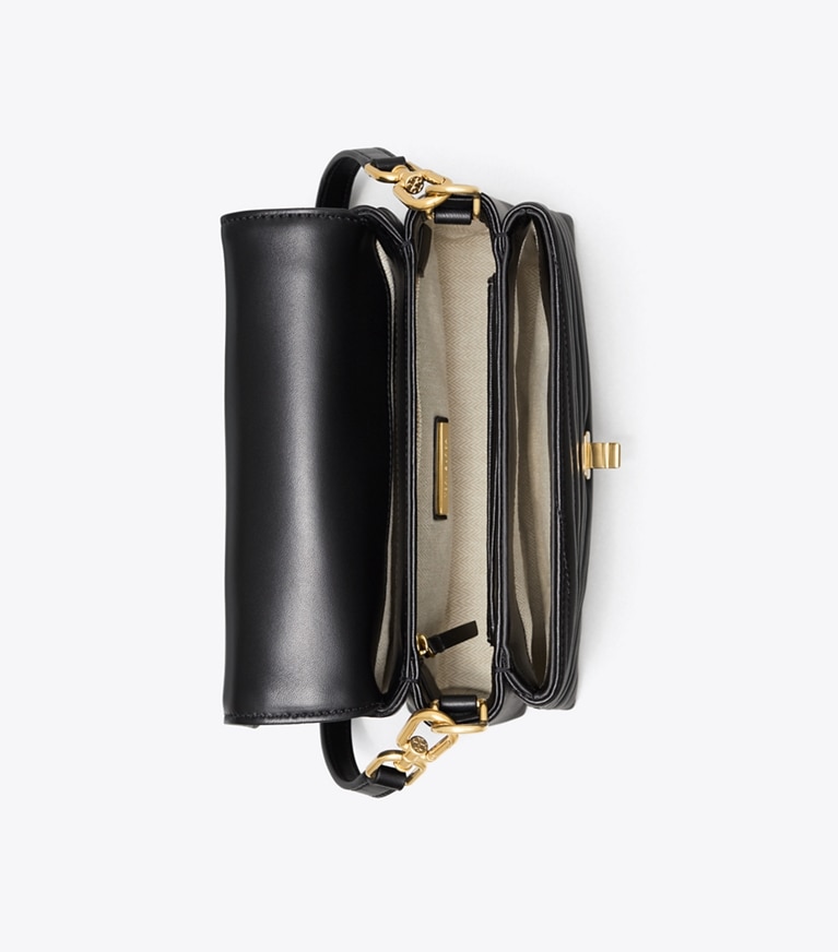 Tory Burch diseñador bolsos satchel Bolso satchel Kira Chevron con asa superior en Black vista superior