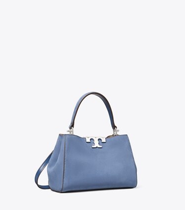 Tory Burch diseñador bolsos bandolera Bolso satchel mini Eleanor de nobuk en Soft Blue ángulo