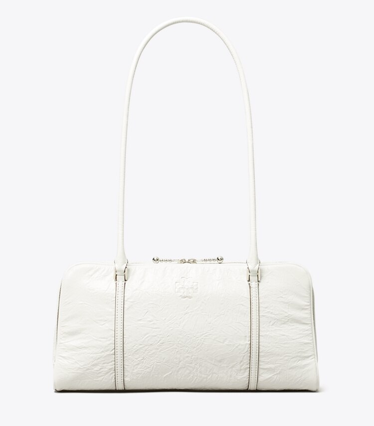 Tory Burch diseñador bolsos de hombro Bolso satchel pequeño de piel arrugada Marshmallow en White frente