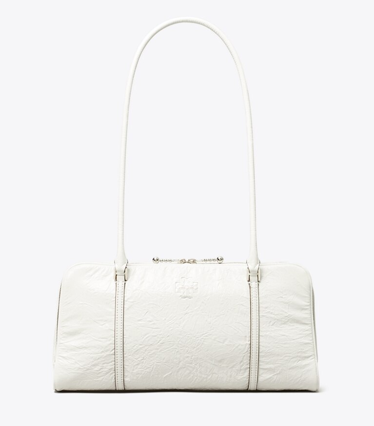 Tory Burch diseñador bolsos de hombro Bolso satchel pequeño de piel arrugada Marshmallow en White frente