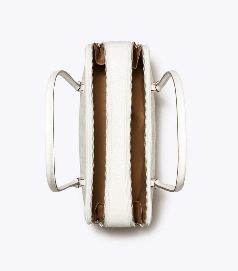 Tory Burch diseñador bolsos de hombro Bolso satchel pequeño de piel arrugada Marshmallow en White vista superior