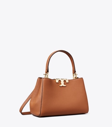 Tory Burch diseñador bolsos bandolera Bolso Satchel suave Eleanor mini en Aged Tan ángulo