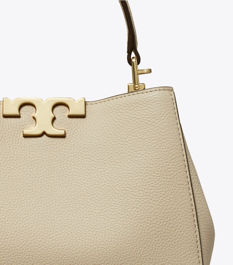 Tory Burch diseñador bolsos bandolera Bolso Satchel suave Eleanor mini en Light Stone detalle