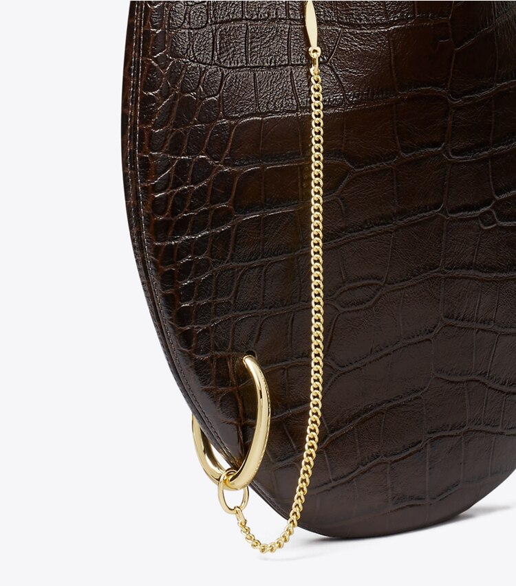 Tory Burch diseñador bolsos de hombro Bolso suave con grabado de cocodrilo Pierced en Coco detalle