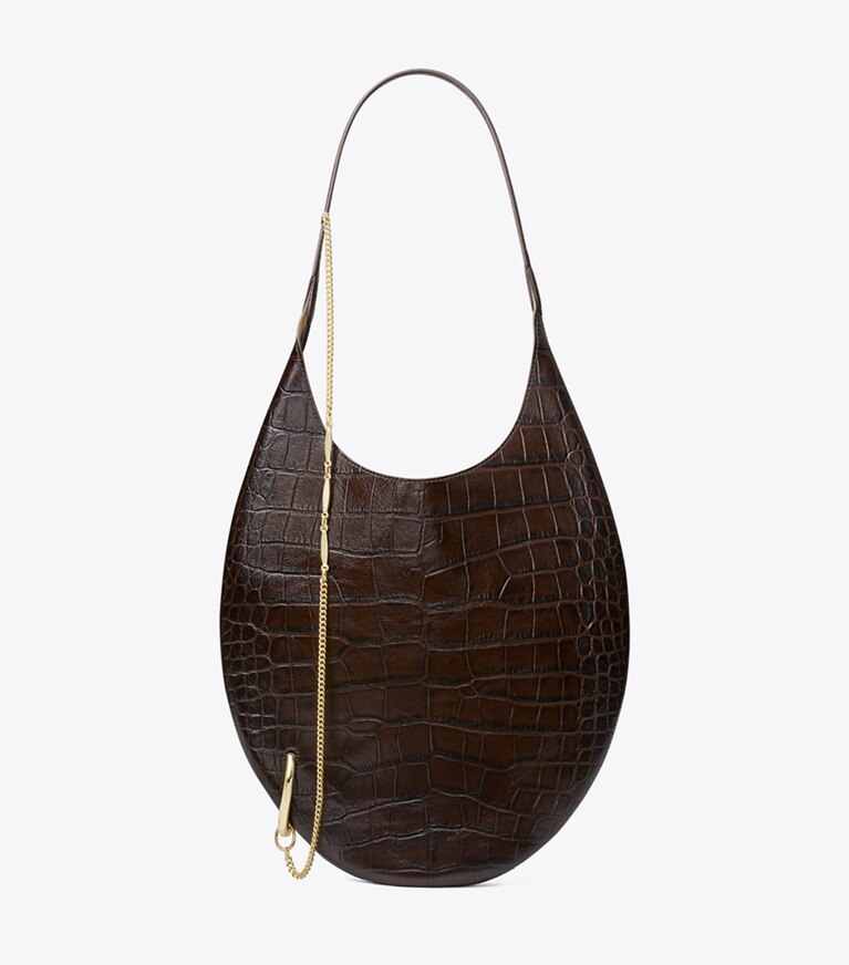 Tory Burch diseñador bolsos de hombro Bolso suave con grabado de cocodrilo Pierced en Coco frente