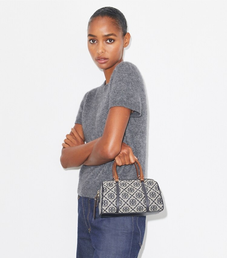 Tory Burch diseñador bolsos bandolera Bolso tipo barril pequeño con monograma de T en Tory Navy adicional en el modelo