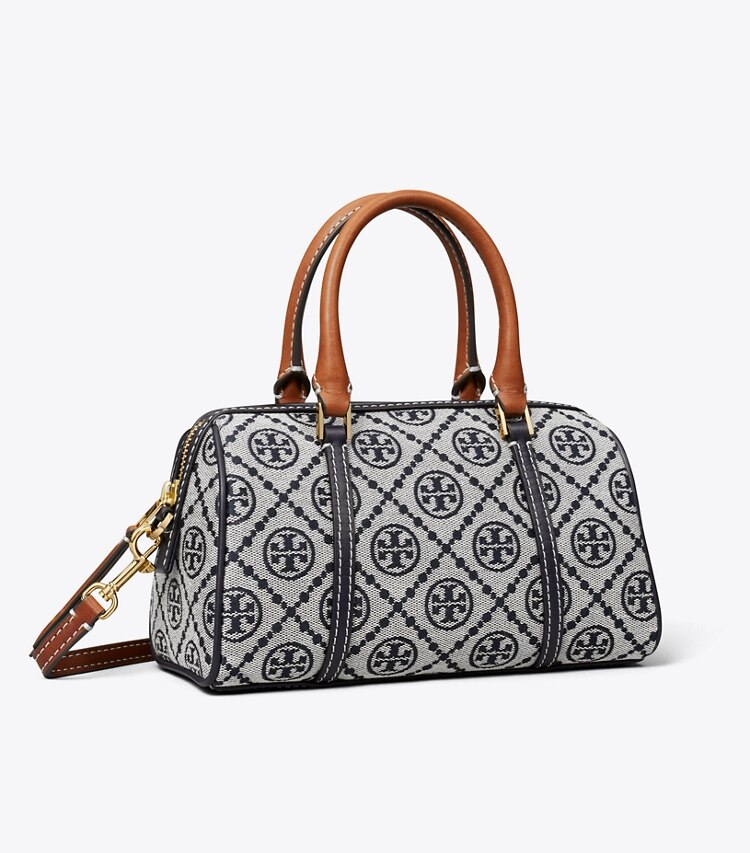 Tory Burch diseñador bolsos bandolera Bolso tipo barril pequeño con monograma de T en Tory Navy ángulo