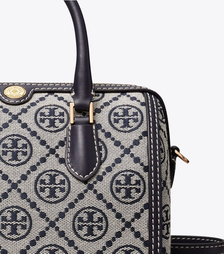 Tory Burch diseñador bolsos bandolera Bolso tipo barril pequeño con monograma en forma de T en Tory Navy detalle