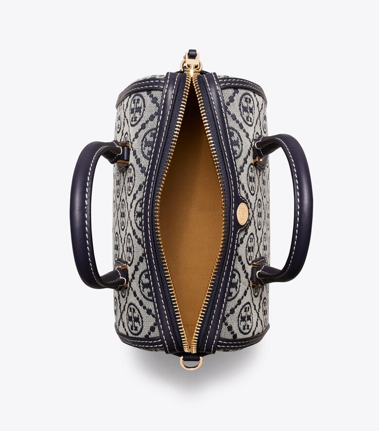 Tory Burch diseñador bolsos bandolera Bolso tipo barril pequeño con monograma en forma de T en Tory Navy vista superior
