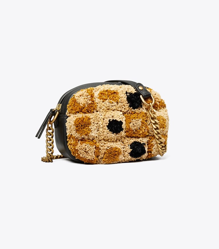 Tory Burch diseñador bolsos bandolera Bolso tipo cámara de chevrón Kira pequeño de rafia en Multi ángulo