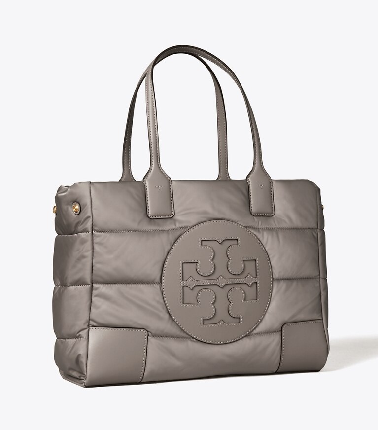 Tory Burch diseñador bolsos tote Bolso tote acolchado Ella Mini en Gray Heron ángulo