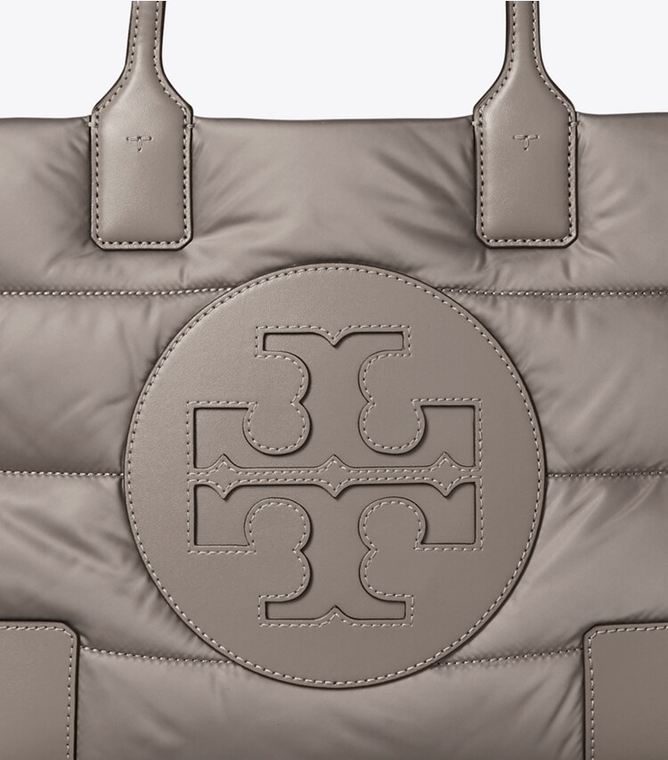 Tory Burch diseñador bolsos tote Bolso tote acolchado Ella Mini en Gray Heron detalle