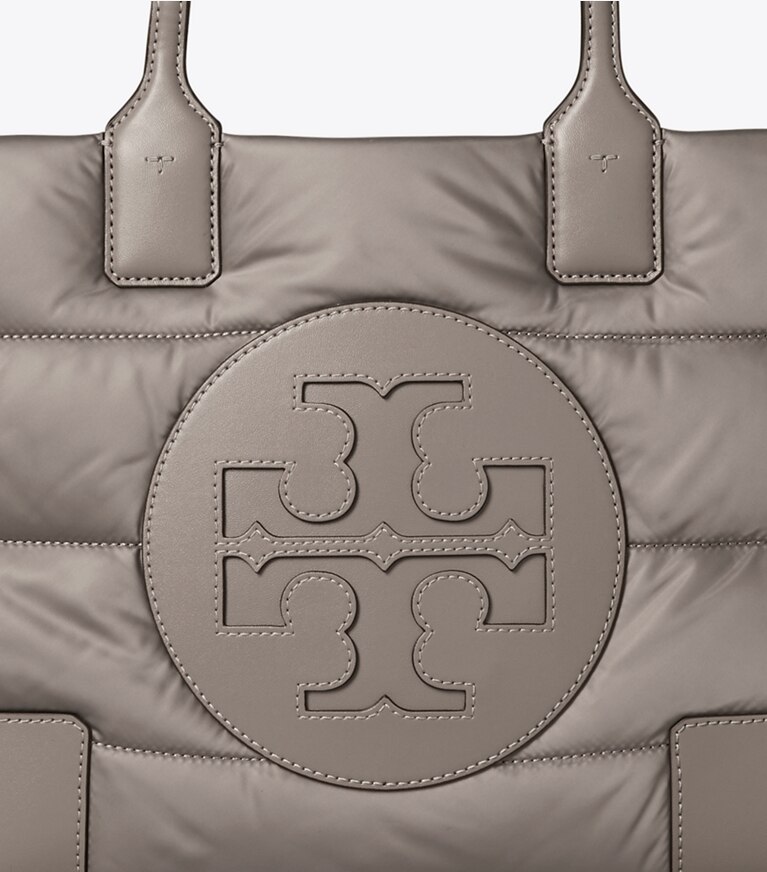 Tory Burch diseñador bolsos tote Bolso tote acolchado Ella Mini en Gray Heron detalle
