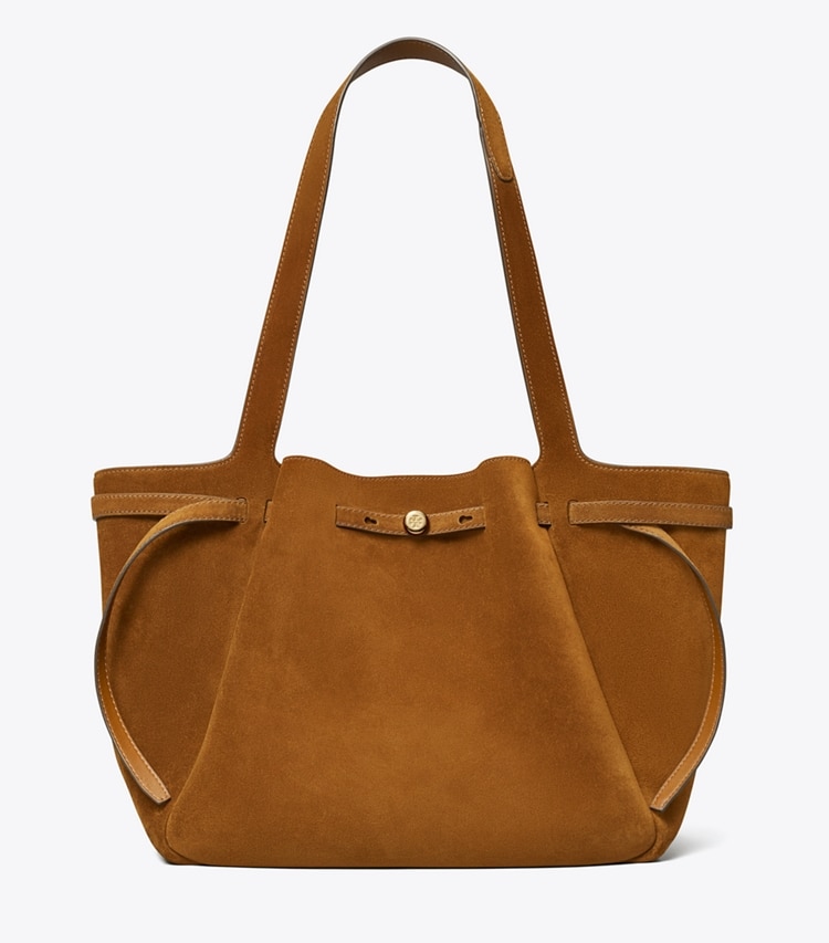 Tory Burch diseñador bolsos tote Bolso Tote de gamuza Romy en Caramel frente