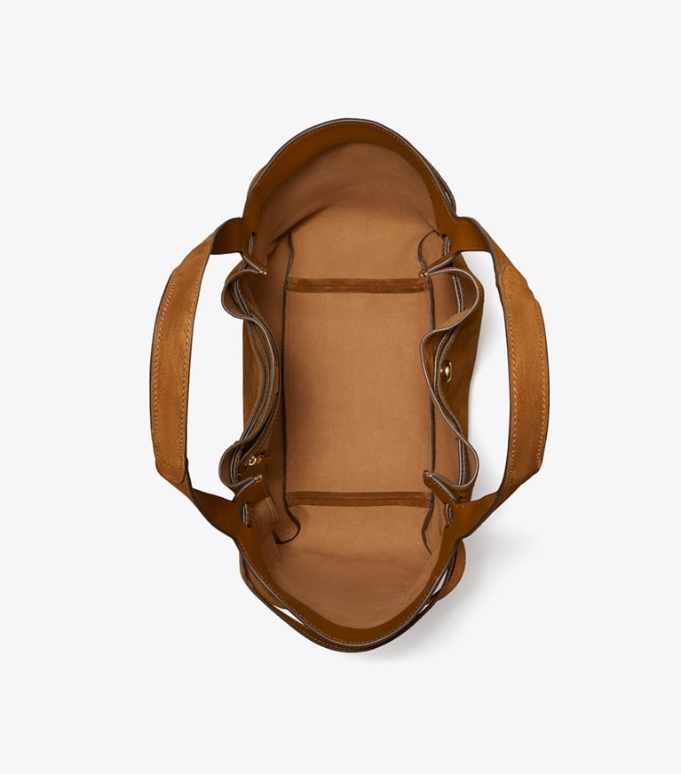 Tory Burch diseñador bolsos tote Bolso Tote de gamuza Romy en Caramel vista superior