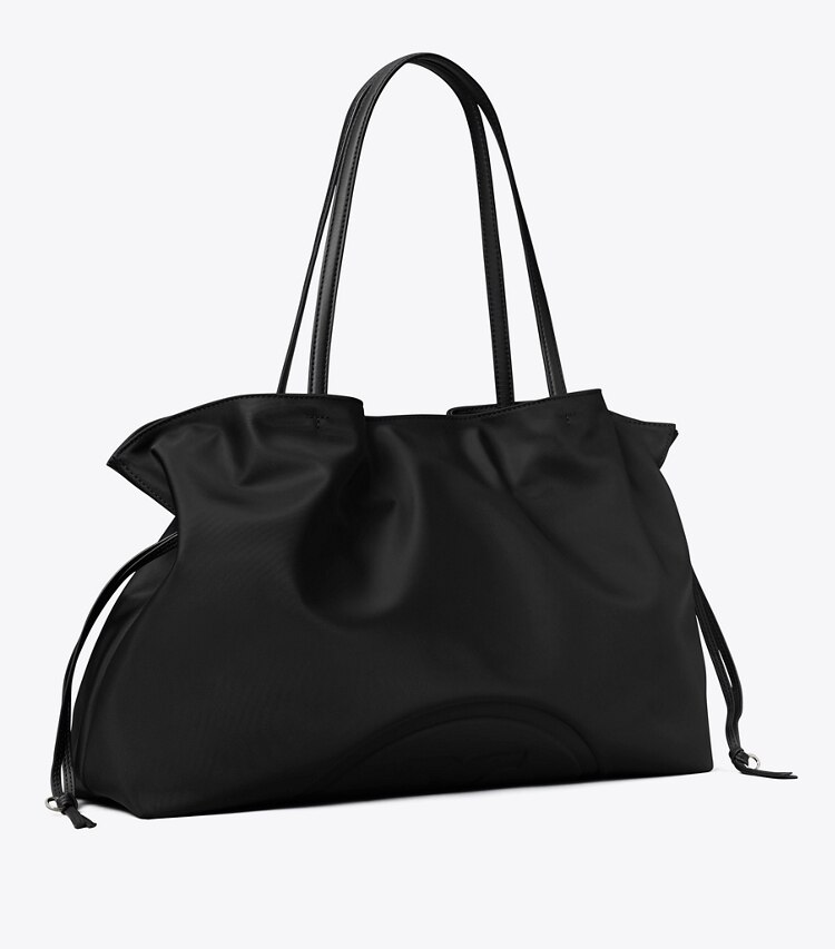 Tory Burch diseñador bolsos tote Bolso Tote de nailon con cordón ajustable Ella en Black ángulo