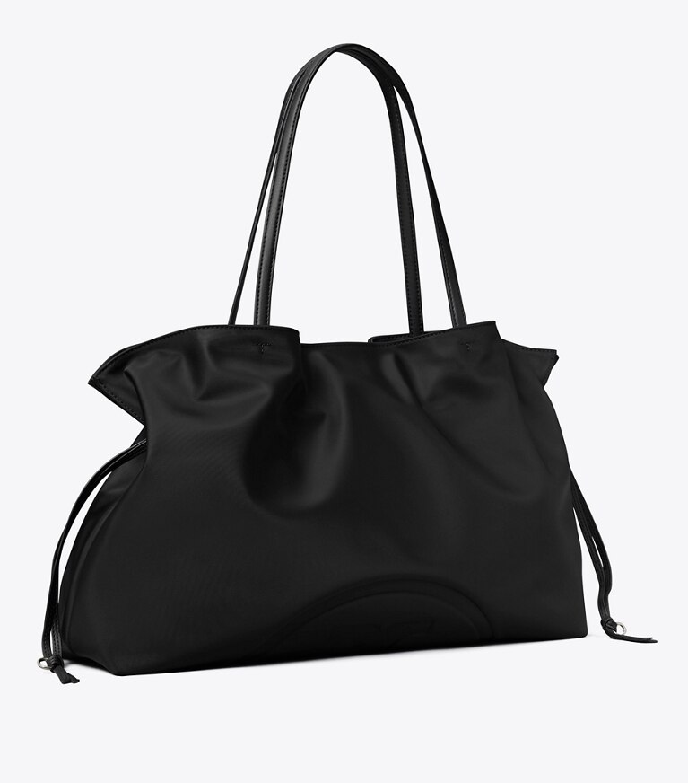 Tory Burch diseñador bolsos tote Bolso Tote de nailon con cordón ajustable Ella en Black ángulo