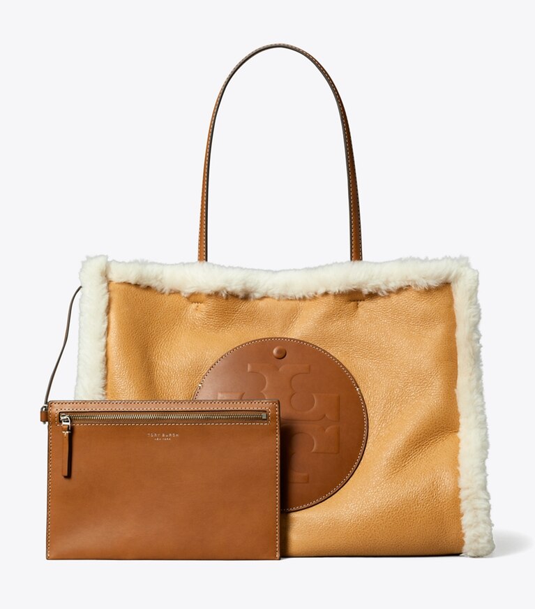 Tory Burch diseñador bolsos tote Bolso tote Ella de borreguillo en LIGHT NATURAL / Brown detalle