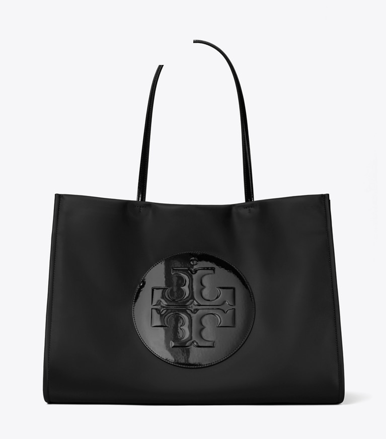 Tory Burch diseñador bolsos tote Bolso tote Ella de charol en Black frontal