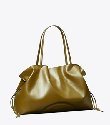 Tory Burch diseñador bolsos tote Bolso tote Ella natuura™ con cordón ajustable en Dark Olive ángulo