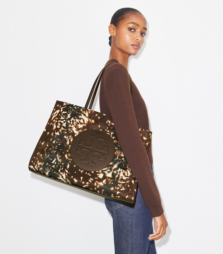 Tory Burch diseñador bolsos tote Bolso Tote estampado Ella en Fall Fawn accesorio en modelo