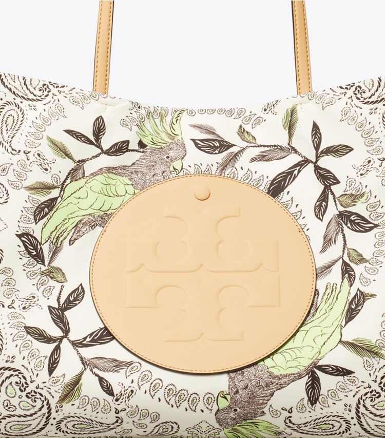 Tory Burch diseñador bolsos tote Bolso Tote estampado Ella en Mint Cockatoo detalle