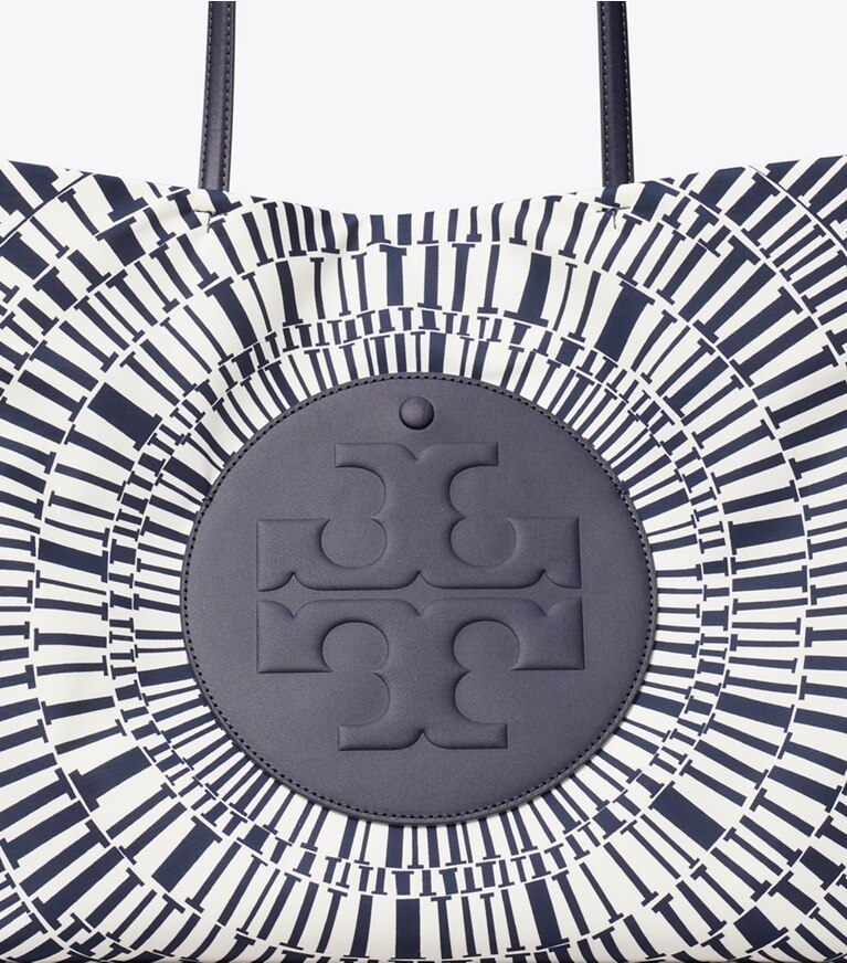 Tory Burch diseñador bolsos tote Bolso Tote estampado Ella en Navy Circle detalle