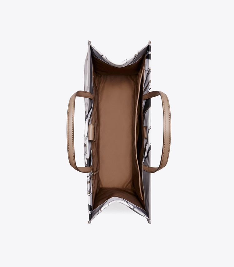 Tory Burch diseñador bolsos tote Bolso Tote estampado Ella en Tulip Swirl Gray Multi vista superior