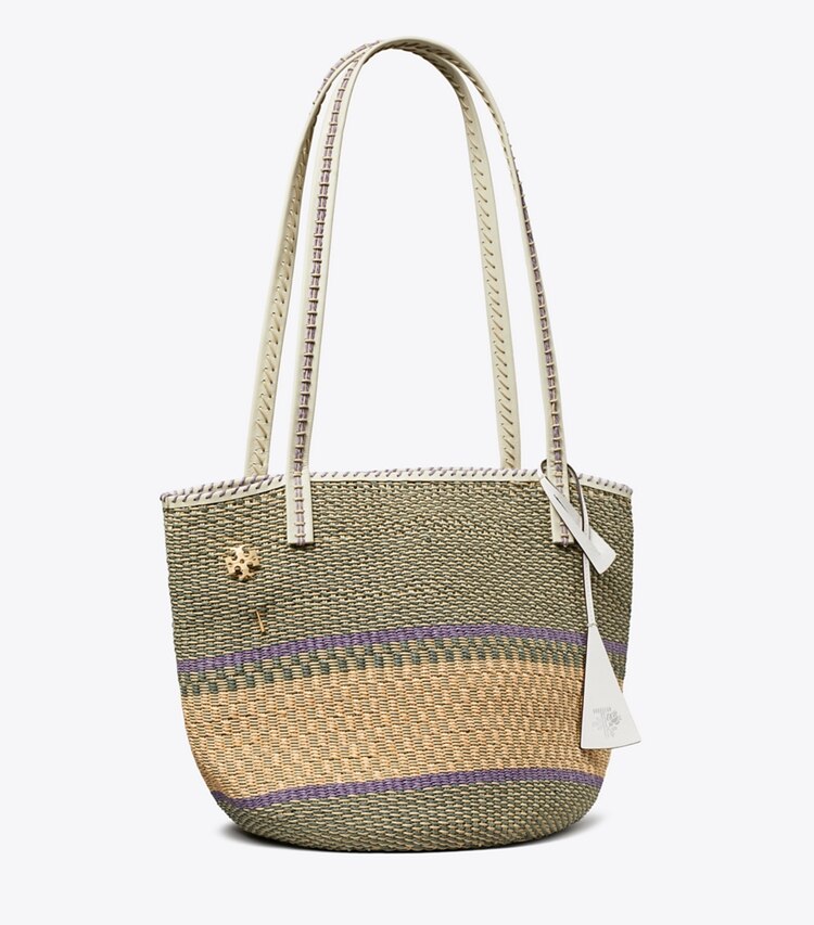 Tory Burch diseñador bolsos tote Bolso tote grande de cesta tejida a mano en Artichoke Multi ángulo
