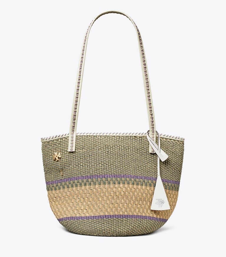Tory Burch diseñador bolsos tote Bolso tote grande de cesta tejida a mano en Artichoke Multi frente