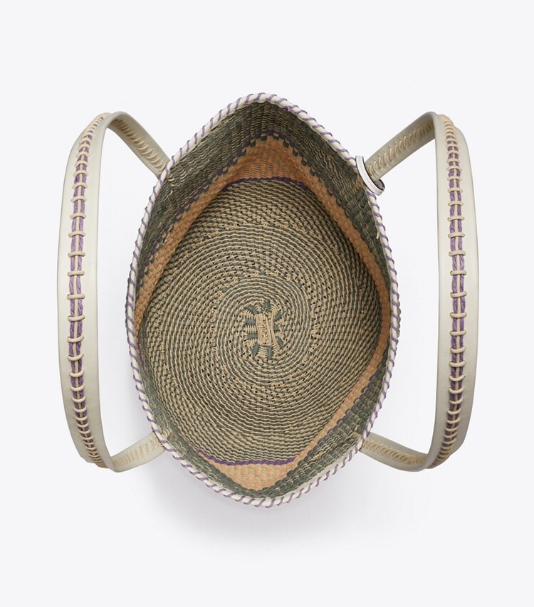 Tory Burch diseñador bolsos tote Bolso tote grande de cesta tejida a mano en Artichoke Multi vista superior