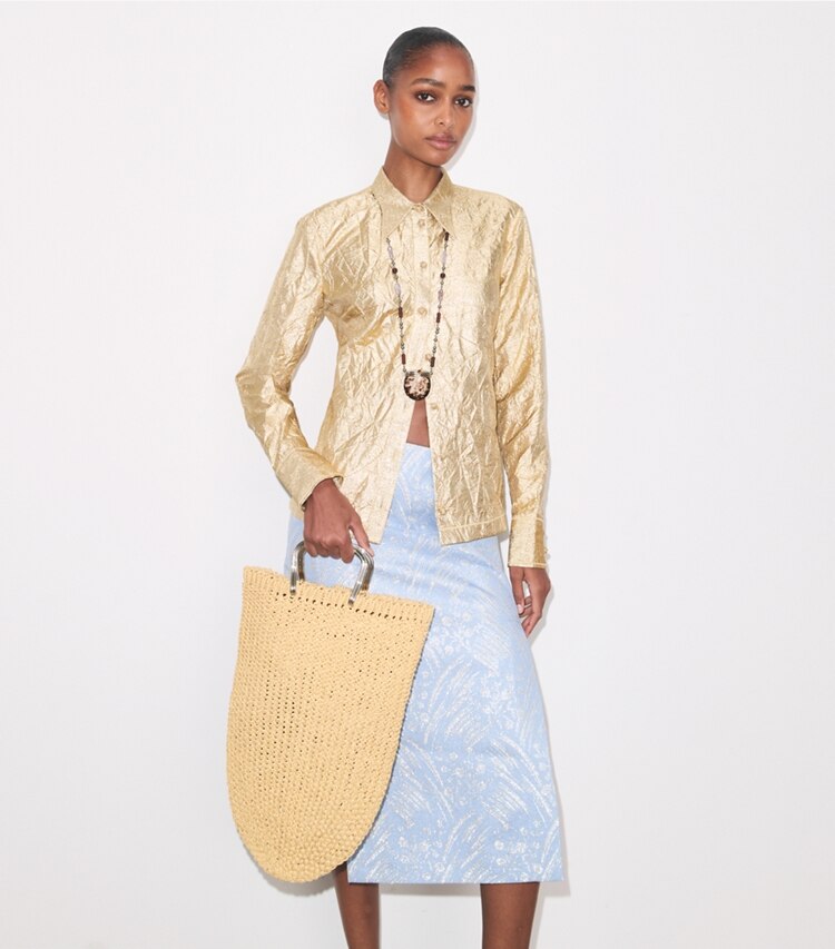 Tory Burch diseñador bolsos tote Bolso Tote grande de croché en Natural accesorio en modelo