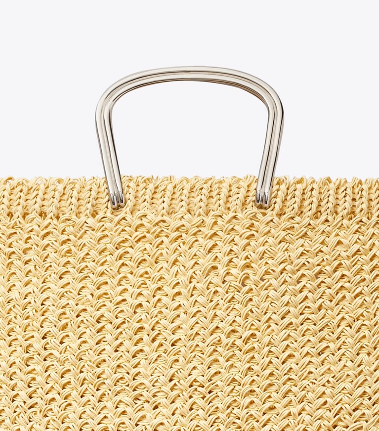 Tory Burch diseñador bolsos tote Bolso Tote grande de croché en Natural detalle