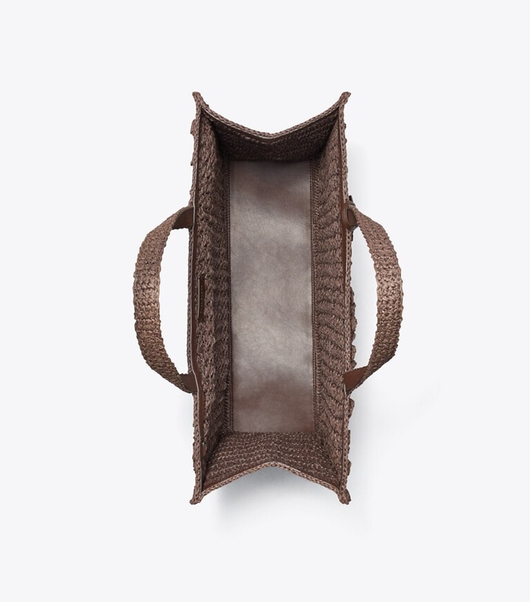 Tory Burch diseñador bolsos tote Bolso Tote grande Ella tejido a mano a crochet con punto palomitas en Dark Cocoa vista superior
