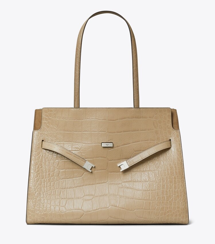 Tory Burch diseñador bolsos tote Bolso Tote Lee Radziwill con grabado en relieve en Ginger Leaf frente