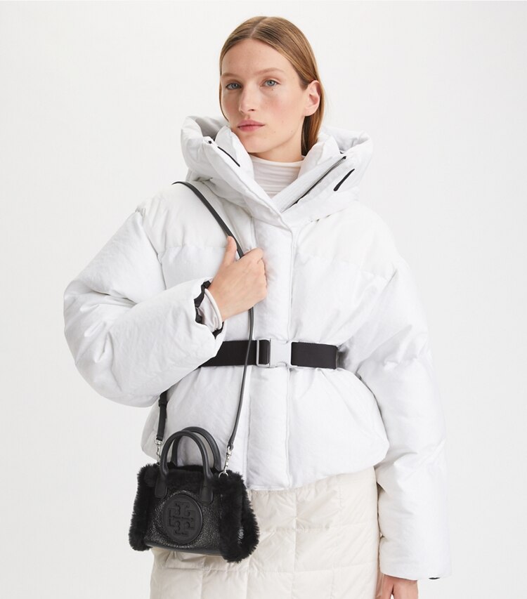 Tory Burch diseñador bolsos bandolera Bolso tote Mini Ella de borreguillo acharolado en Black accesorio en modelo