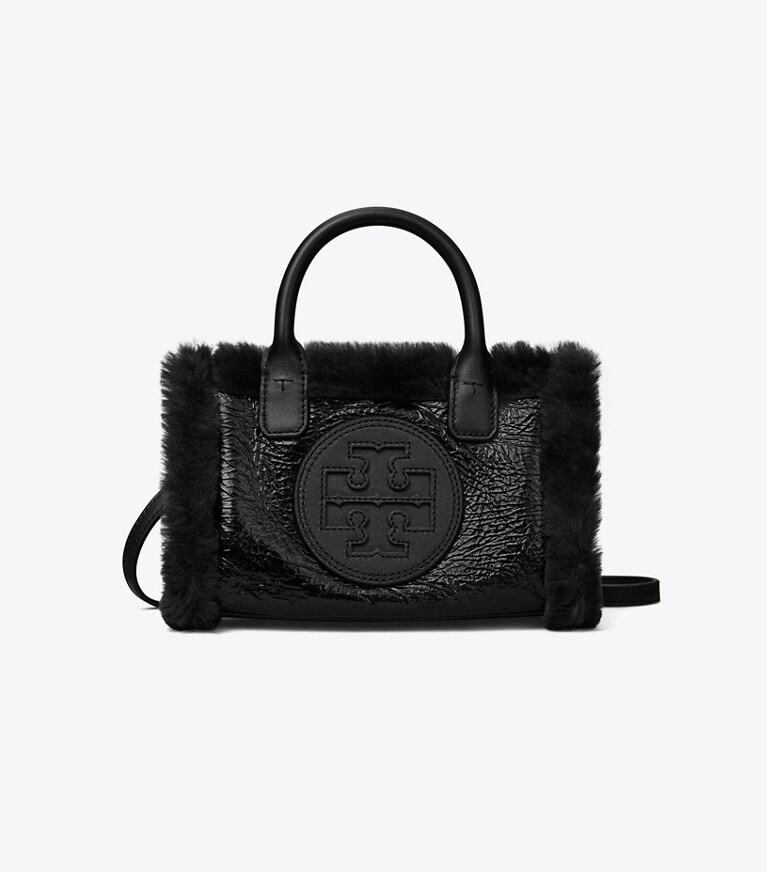 Tory Burch diseñador bolsos bandolera Bolso tote Mini Ella de borreguillo acharolado en Black frente