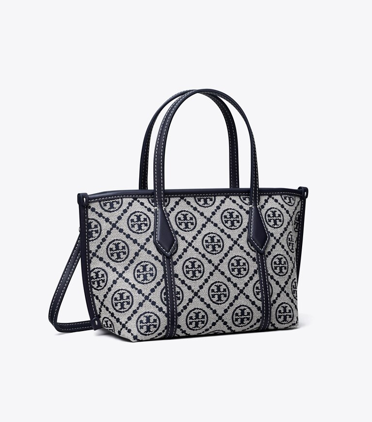 Tory Burch diseñador bolsos bandolera Bolso tote mini Perry con monograma de T en Tory Navy ángulo