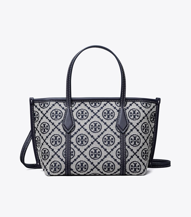 Tory Burch diseñador bolsos bandolera Bolso tote mini Perry con monograma de T en Tory Navy frontal