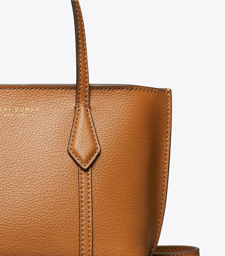Tory Burch diseñador bolsos bandolera Bolso Tote Mini Perry en Autumn Brown detalle