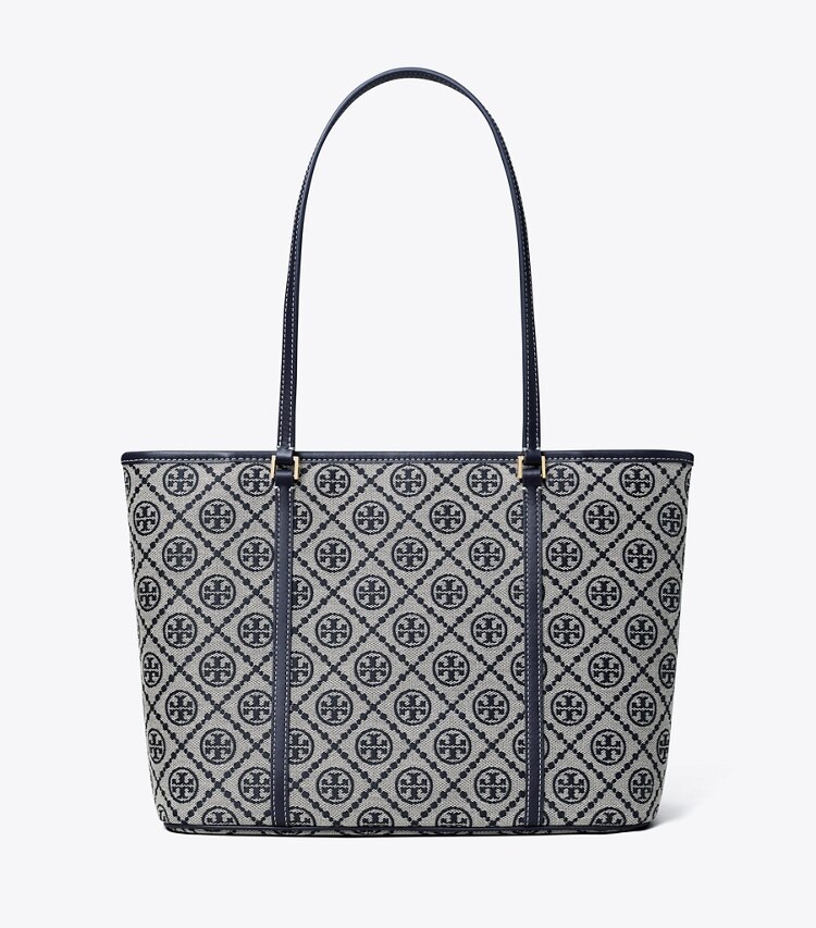 Tory Burch diseñador bolsos tote Bolso tote pequeño con cremallera con monograma de T en Tory Navy frontal