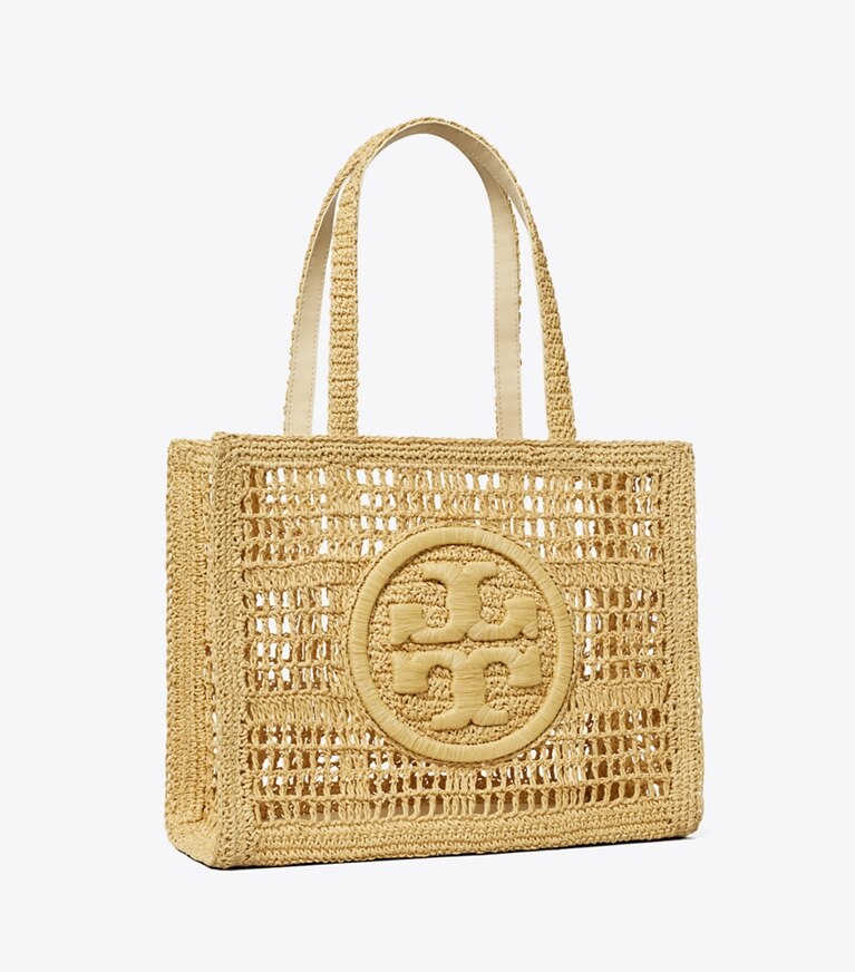 Tory Burch diseñador bolsos tote Bolso Tote pequeño de croché tejido a mano Ella en Natural ángulo