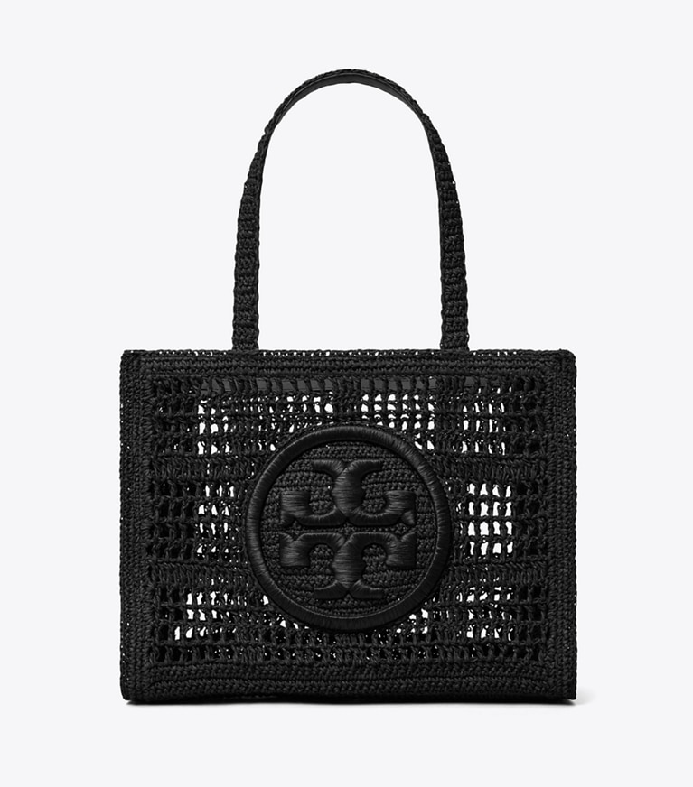 Tory Burch diseñador bolsos tote Bolso Tote pequeño de croché tejido a mano Ella en Black frente