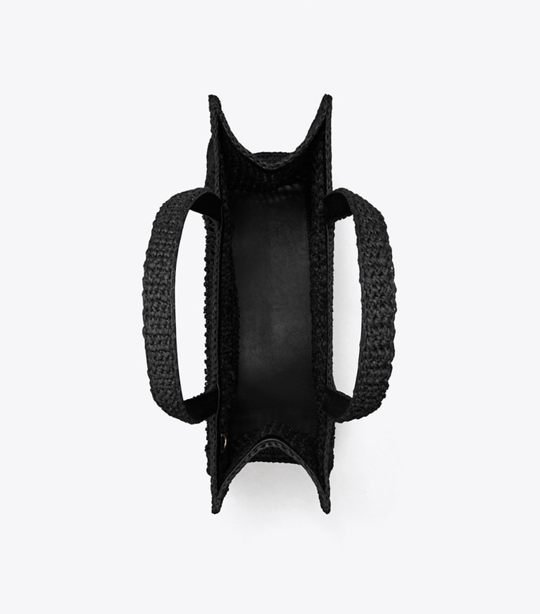 Tory Burch diseñador bolsos tote Bolso Tote pequeño de croché tejido a mano Ella en Black vista superior