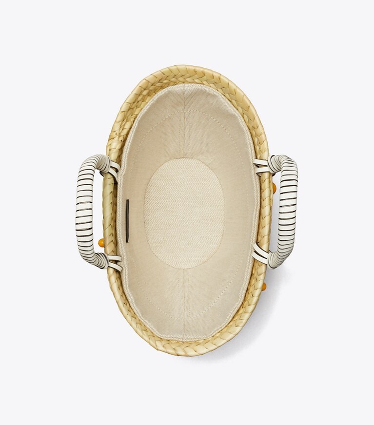 Tory Burch diseñador bolsos tote Bolso Tote pequeño de rafia bordada en Cassia vista superior