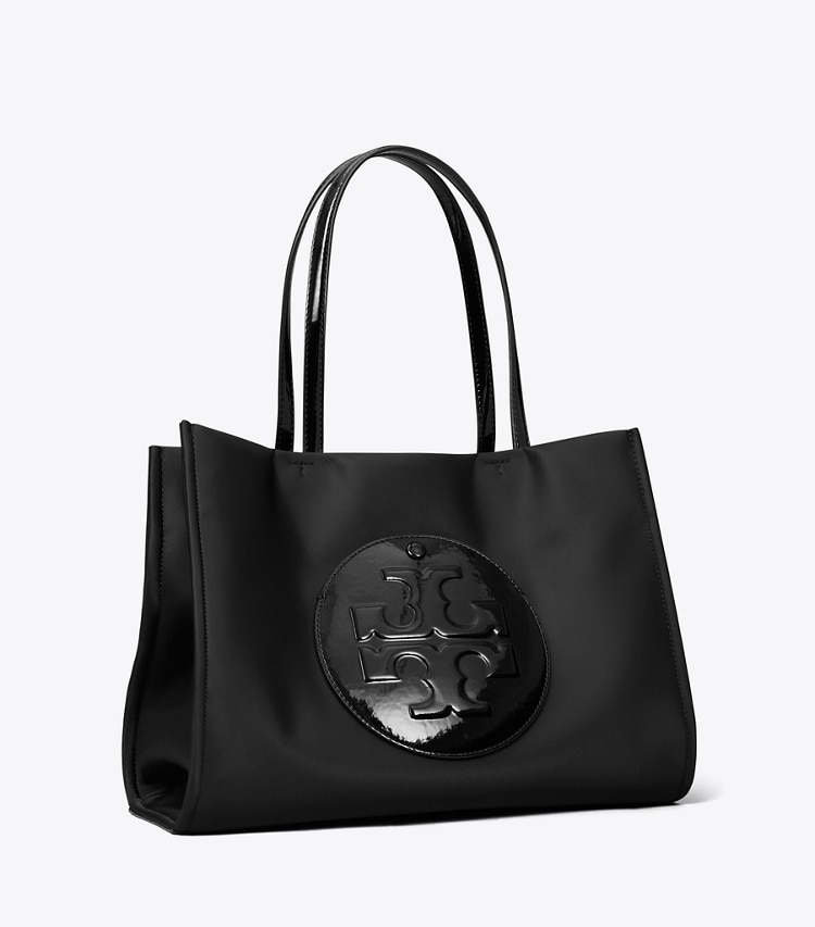 Tory Burch diseñador bolsos tote Bolso tote pequeño Ella de charol en Black ángulo