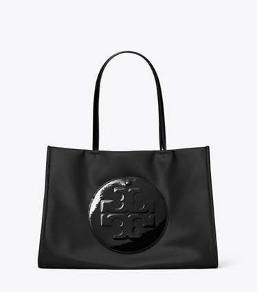 Tory Burch diseñador bolsos tote Bolso tote pequeño Ella de charol en Black frontal